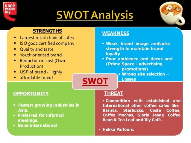 costa coffee swot The purpose of this report is to find and diagnose the main problems costa coffee facing currently in the development of chinese market, based on the detailed introduction to the development of company in china, combined with the pestel model, swot analysis for the company's internal and external environments then, this report will put forward. costa coffee swot The purpose of this report is to find and diagnose the main problems costa coffee facing currently in the development of chinese market, based on the detailed introduction to the development of company in china, combined with the pestel model, swot analysis for the company's internal and external environments then, this report will put forward.